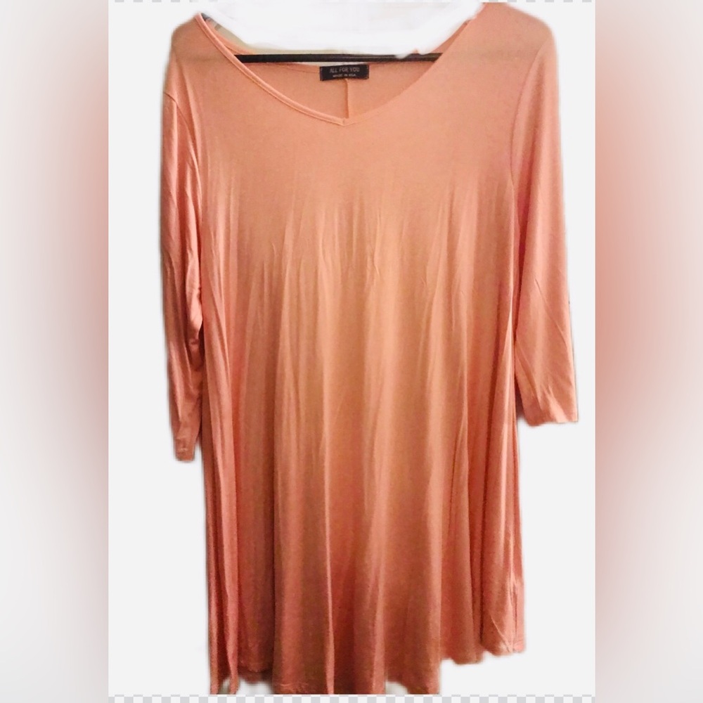 Size-L Pink Peach V-Neck Women's Top